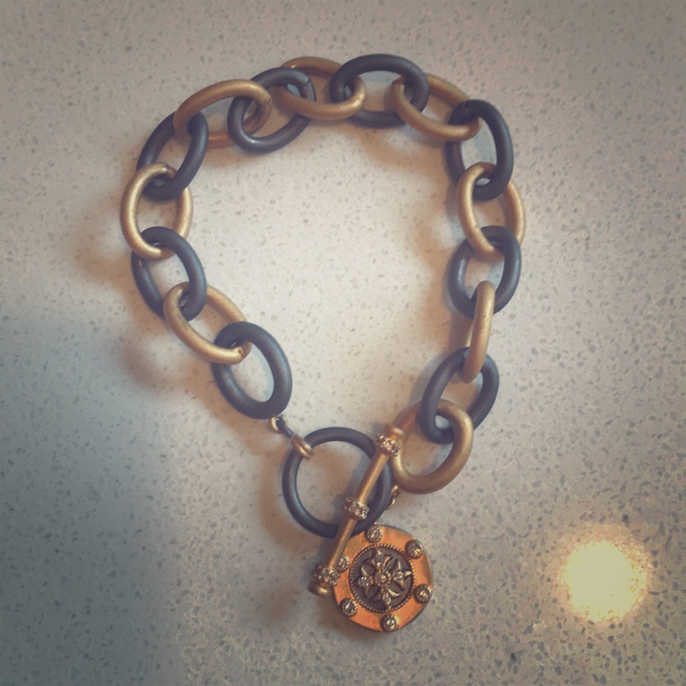 Brushed metal toggle bracelet
